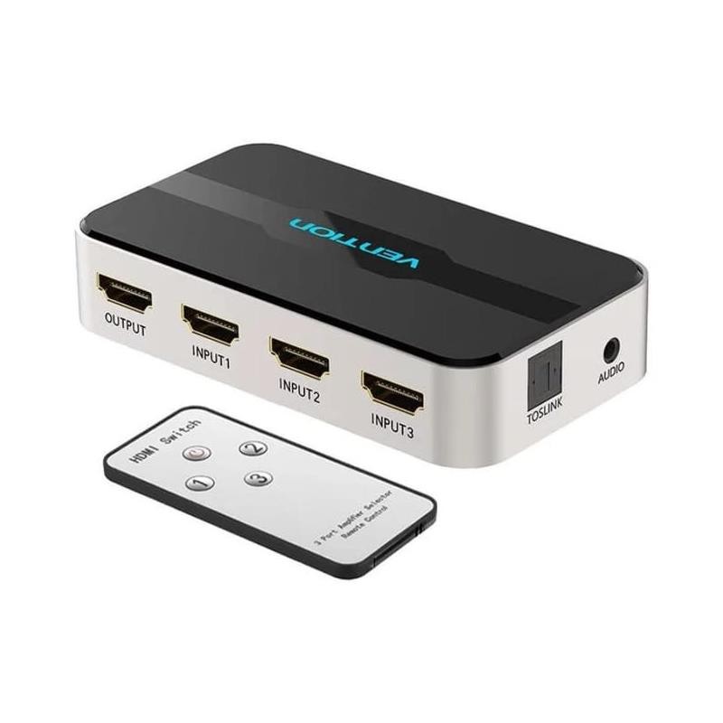 Duplicador Vention 3XHDMI Hembra - HDMI Macho X1 Audio Silver/Black