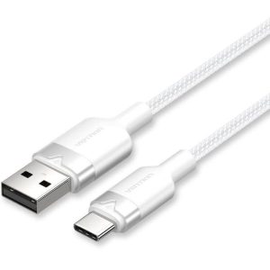 Cable Vention Usb-a 2.0 - USB-C 3A 2M Aluminio White