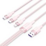 Cable 3 en 1 Vention Usb-a 2.0 - USB-C/Lightning/Micro-b 1.5M Aluminio Rose