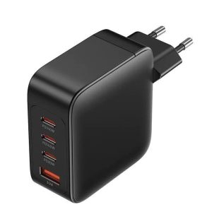 Cargador de Pared Vention Gan 3XUSB-C USB -a 140W Black + Cable USB-C
