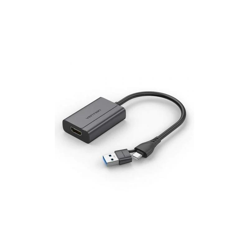 Conversor Vention USB-C/M Usb-a/M a HDMI/H 0.15M Black Conversor Vention USB-C/M Usb-a/M a HDMI/H 0.15M Black