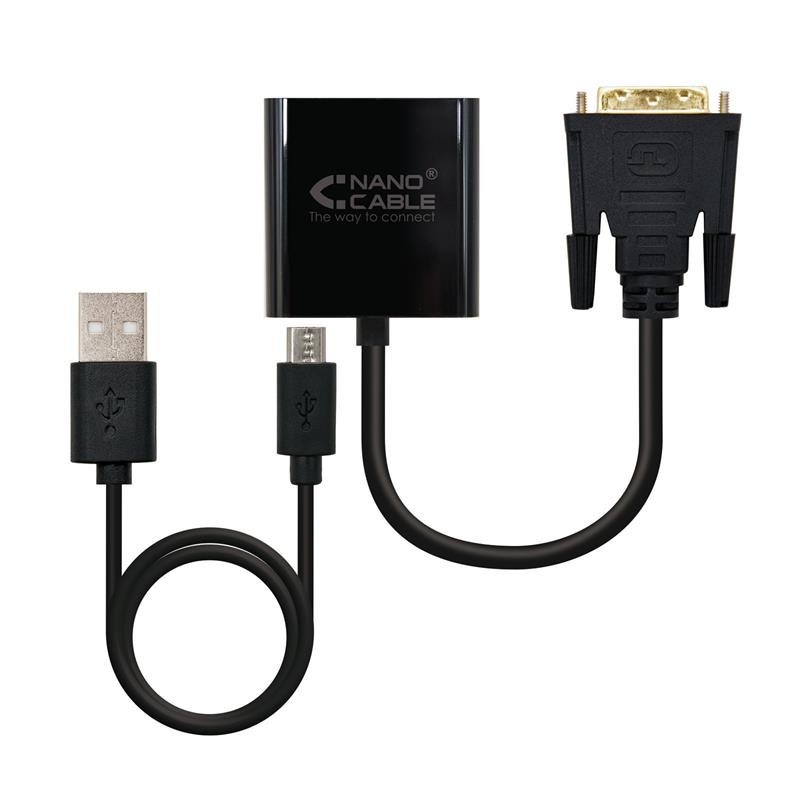 Cable Conversor DVI a M-svga 10CM Black