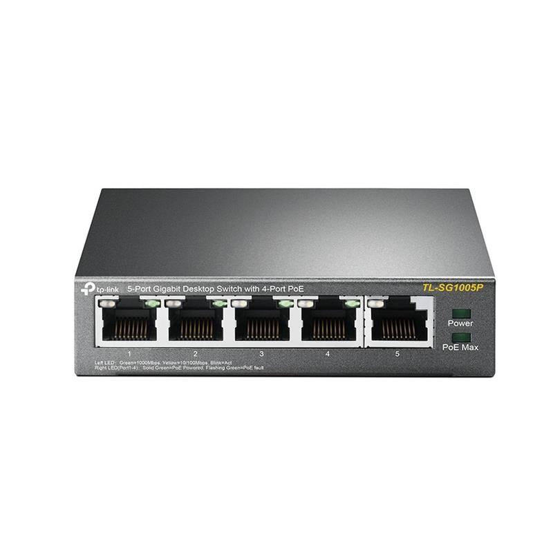 Switch TP-Link Gigabit 5 Puertos 4 PoE TL-SG1005P