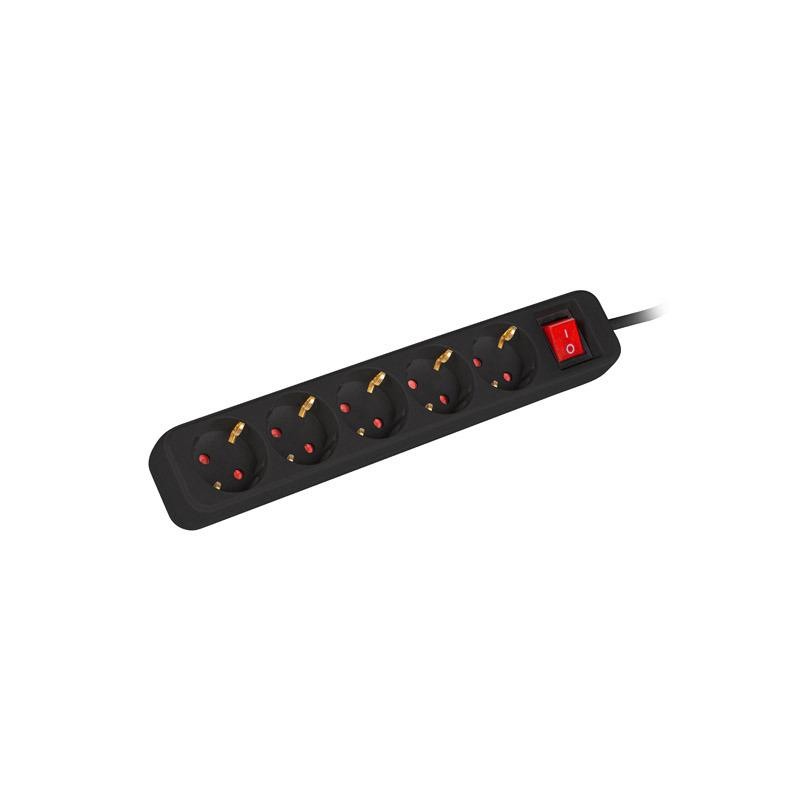 Regleta Lanberg 5 Schukos con Proteccion 3M Black