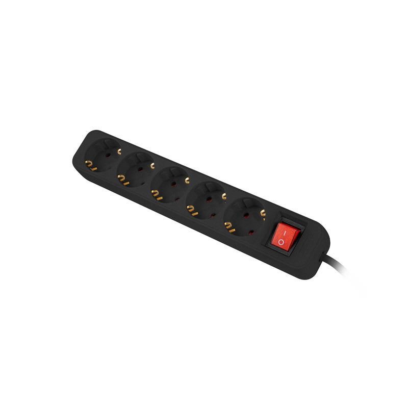 Regleta Lanberg 5 Schukos con Proteccion 3M Black