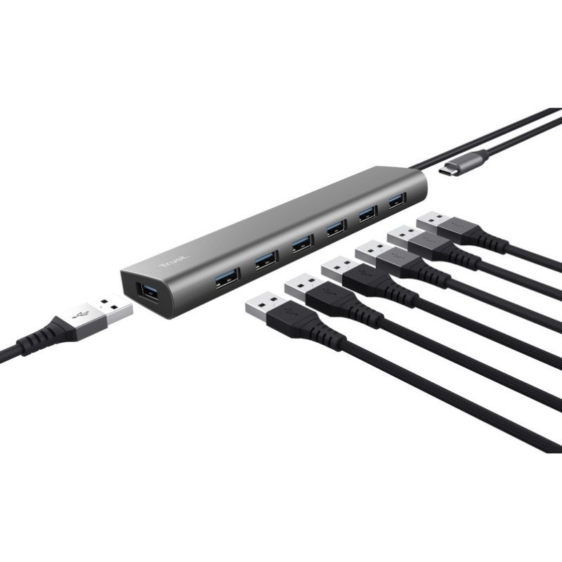 Hub USB Trust Halyx 7 Puertos USB 3.2 7X Usb-a 1X USB-C