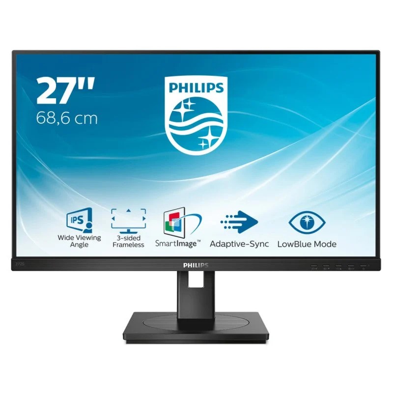 Monitor Philips 27 IPS Multimedia Ergonómico VGA DVI DP HDMI Black