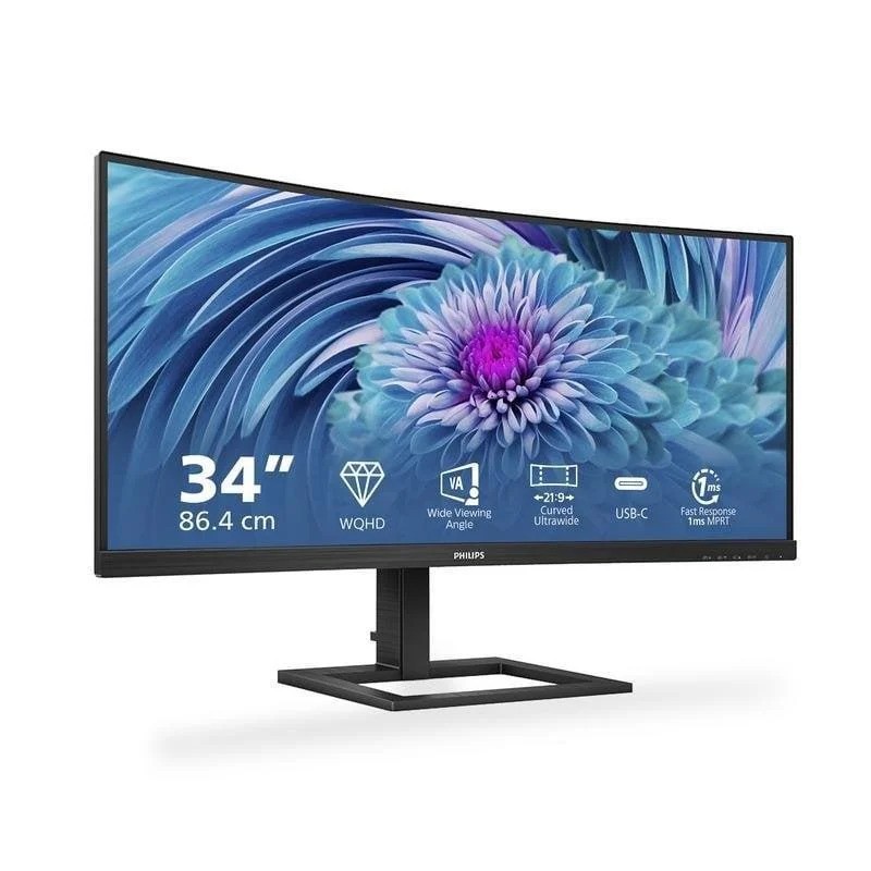 Monitor Philips 34 100HZ 4K Multimedia Reg Altura Curvo HDMI DP Black