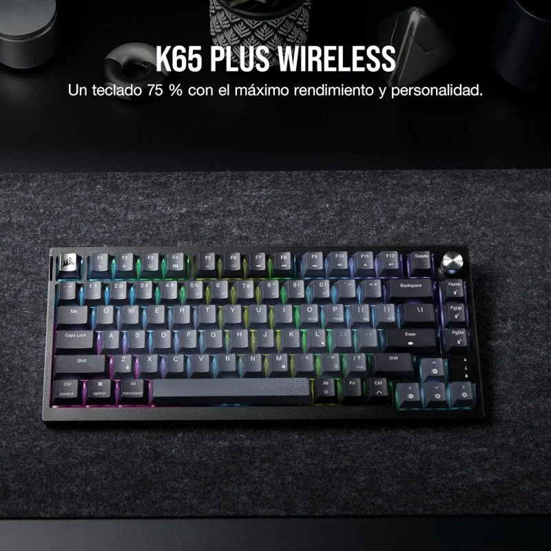 Teclado Gaming Corsair K65 Plus Wireless 75% Icue RGB Black