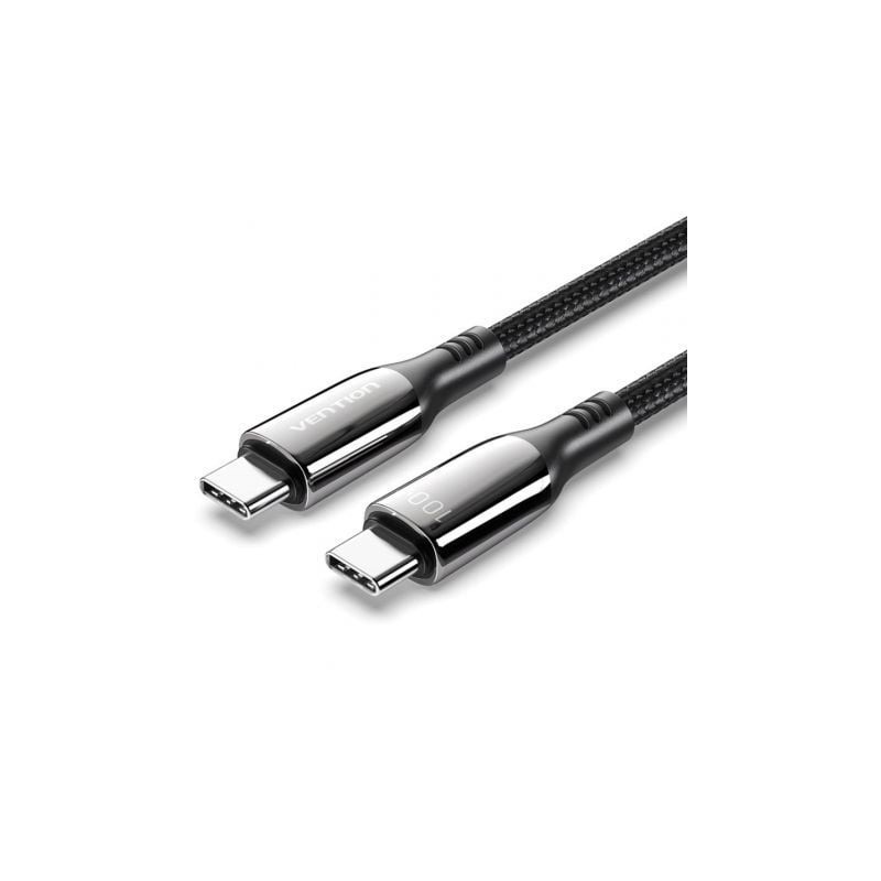 Cable Vention USB 2.0 USB-C 5A 100W USB-C/M - USB-C/M 2M Black Cable Vention USB 2.0 USB-C 5A 100W USB-C/M - USB-C/M 2M Black
