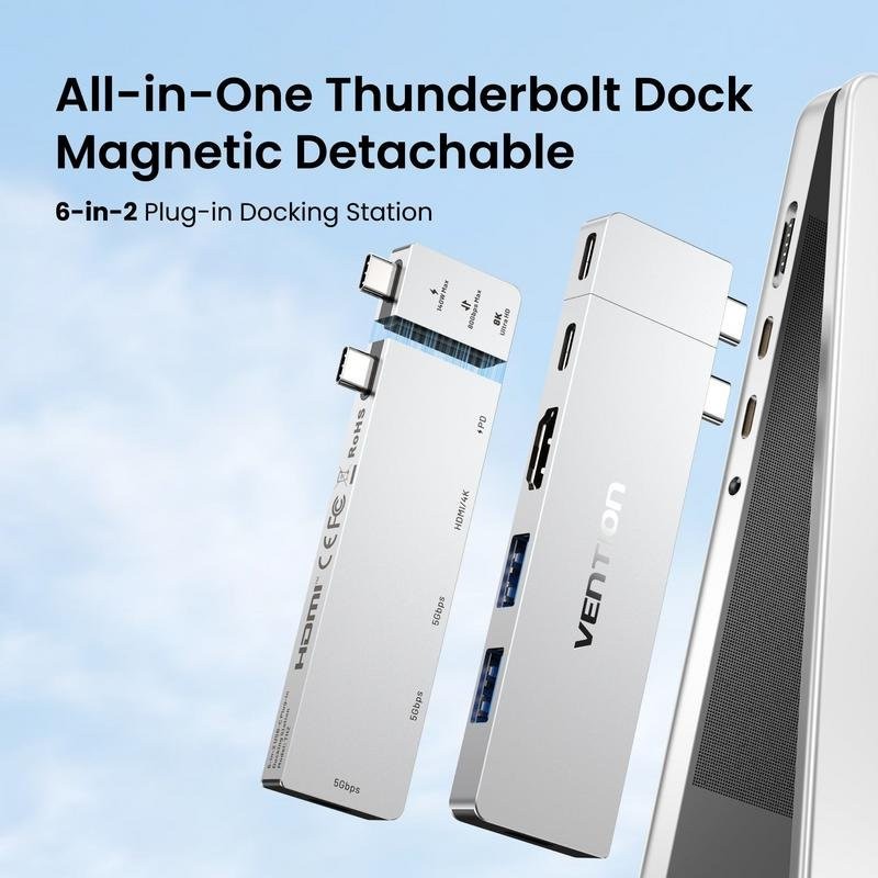 Docking USB-C Vention 1X HDMI 4K/2X Usb-a/2X USB-C/1X Thunderbolt/1X USB-C PD