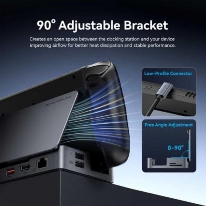 Docking USB-C para Steam Deck/Switch Vention 2X HDMI 4K/3X Usb-a/1X USB-C/1X USB-C PD/1X RJ45/1X MicroSD