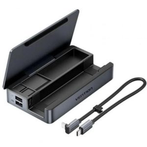 Docking USB-C para Steam Deck/Switch Vention 2X HDMI 4K/3X Usb-a/1X USB-C/1X USB-C PD/1X RJ45/1X MicroSD