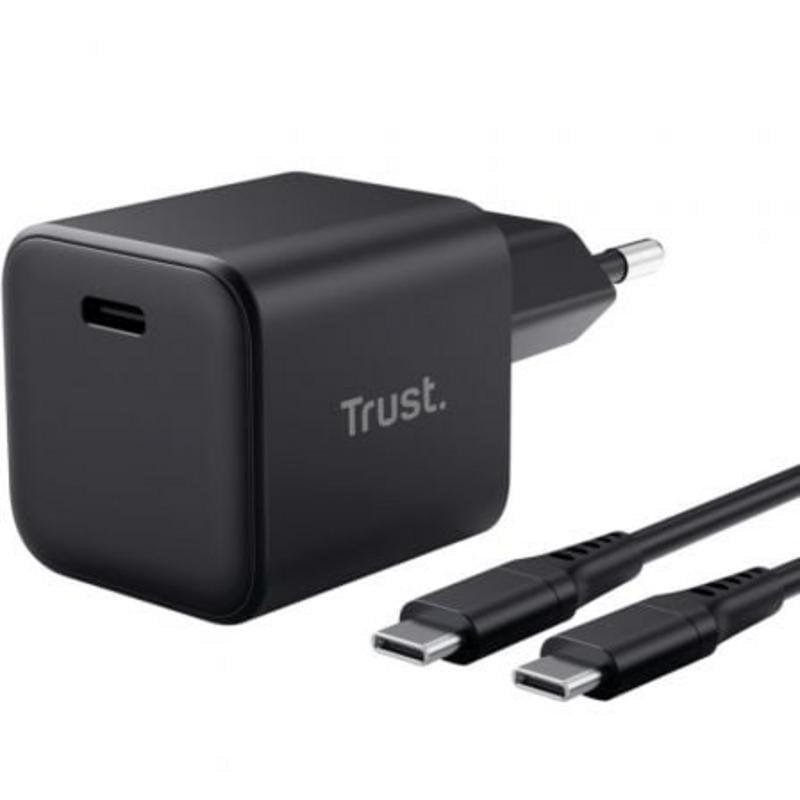 Cargador Gan Trust Maxo USB-C 65W + Cable USB-C 2M Black