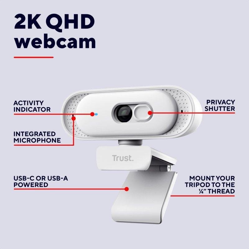 Webcam Trust Tomar 2K QHD USB White