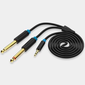 Cable Estereo Vention Jack 3.5/M - 2X Jack 6.5/M 2M Black