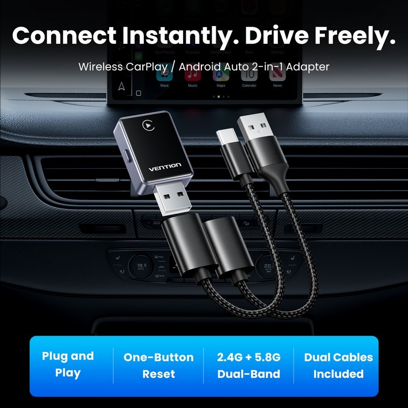 Adaptador Carplay/Android Auto Coche Vention Wireless