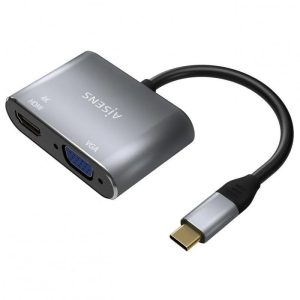 Adaptador Aisens USB-C - HDMI/H VGA/H 15CM Grey