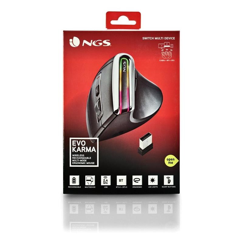 Ratón NGS Evo Karma LED Ergonomic Wireless