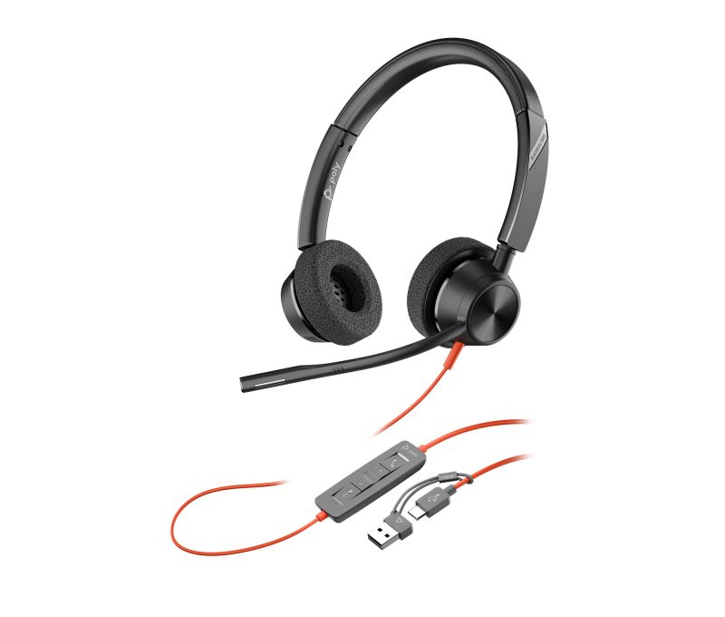 Auriculares con cable HP Poly Blackwire 3325 USB-C y 3,5 mm
