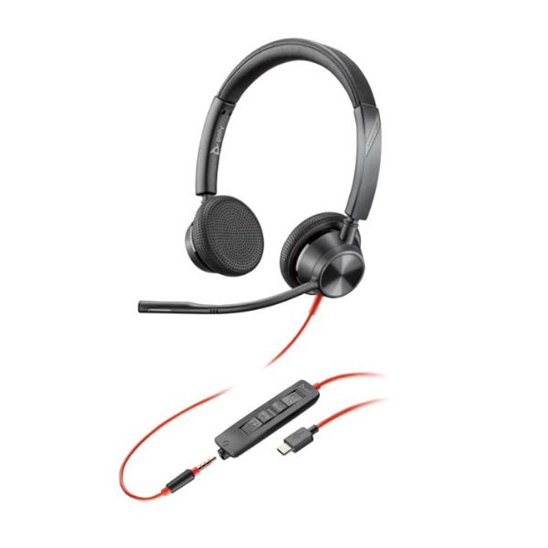 Auriculares con cable HP Poly Blackwire 3325 USB-C y 3,5 mm
