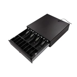 Cajón portamonedas Mustek LB-330A negro, RJ11, 8 monedas y 4 billetes