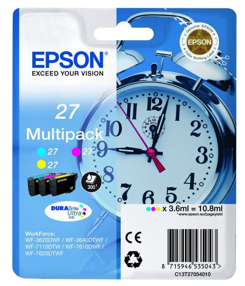 Cartuchos de tinta Epson 27 cian, magenta y amarillo