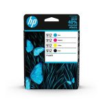Pack de 4 cartuchos de tinta original HP 912 negro y color