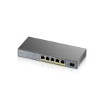 Switch gestionable Zyxel GS1350-6HP, 5 puertos Gigabit PoE y SFP