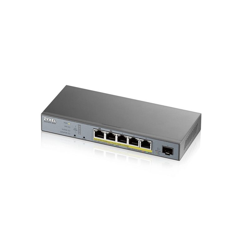 Switch gestionable Zyxel GS1350-6HP, 5 puertos Gigabit PoE y SFP