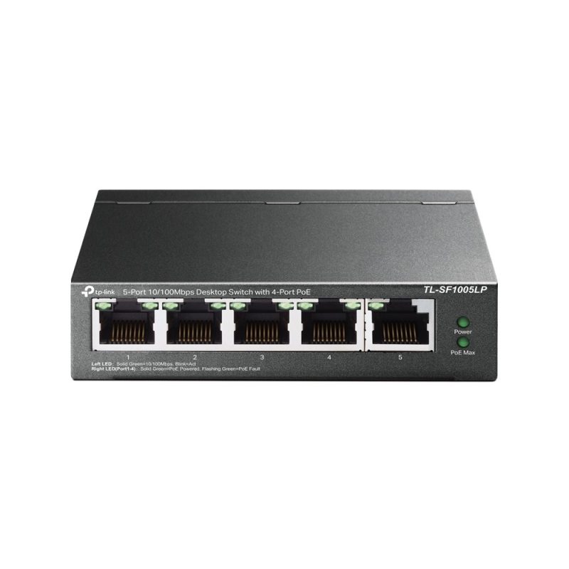 Switch PoE TP-Link TL-SF1005LP, 5 puertos 10/100 con 4 PoE