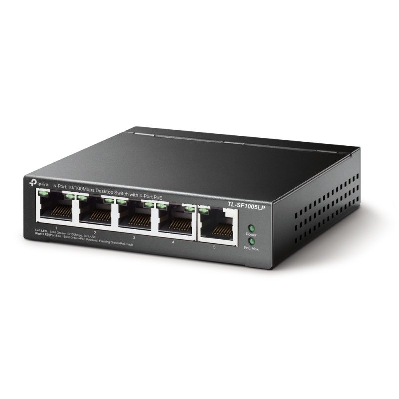 Switch PoE TP-Link TL-SF1005LP, 5 puertos 10/100 con 4 PoE